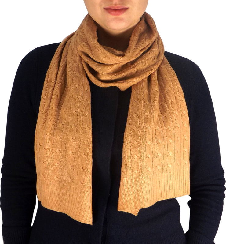 Wool Cashmere Lightweight Cable Knit Exclusive All Season Long Scarf