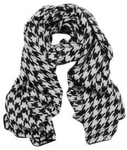 A1348-Houndstooth-Chiffon-Scarf-Black-SM