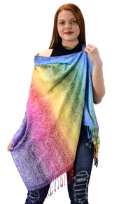 veritasfinancialgrp Rainbow Silky Tropical Colorful Exotic Pashmina Wrap Shawl Scarf