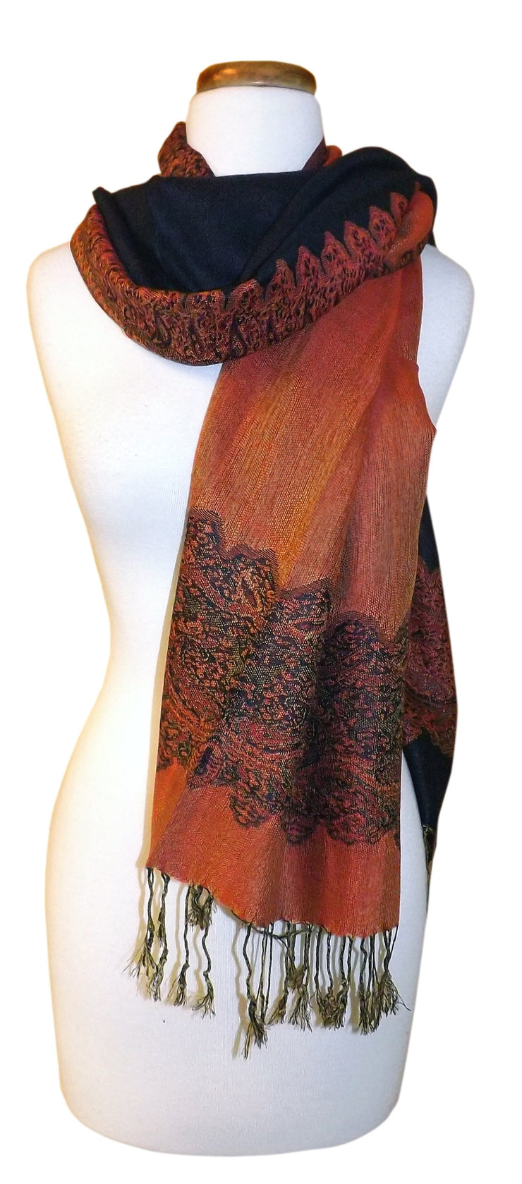 Silky Soft Reversible Paisley Pashmina Braided Fringe