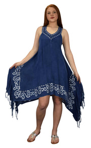 Womens Denim Asymmetric Hem Caftan Tank Dress Tunic Cover Up