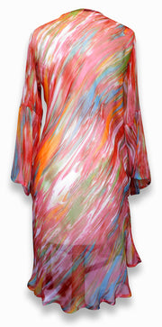 veritasfinancialgrp Sheer Multi Print Drape Bathing Suit Cover Up Tunic Top Swim Dress