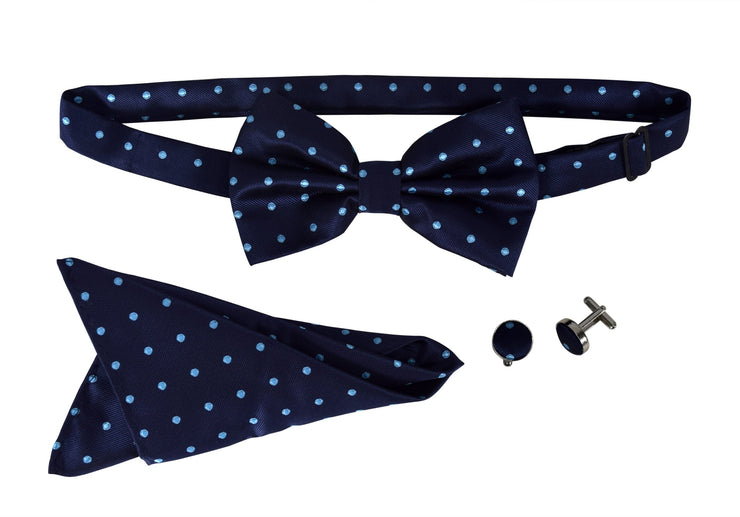 Mens Pre-tied Adjustable Tuxedo Bow Tie Cufflinks Pocket Square Set