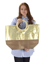 Gold Weave Large Travel Tote Hobo Handbags Shoulder Bags