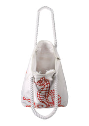 Premium Cotton Canvas Beach Handbags Nautical Seahorse Design Bag