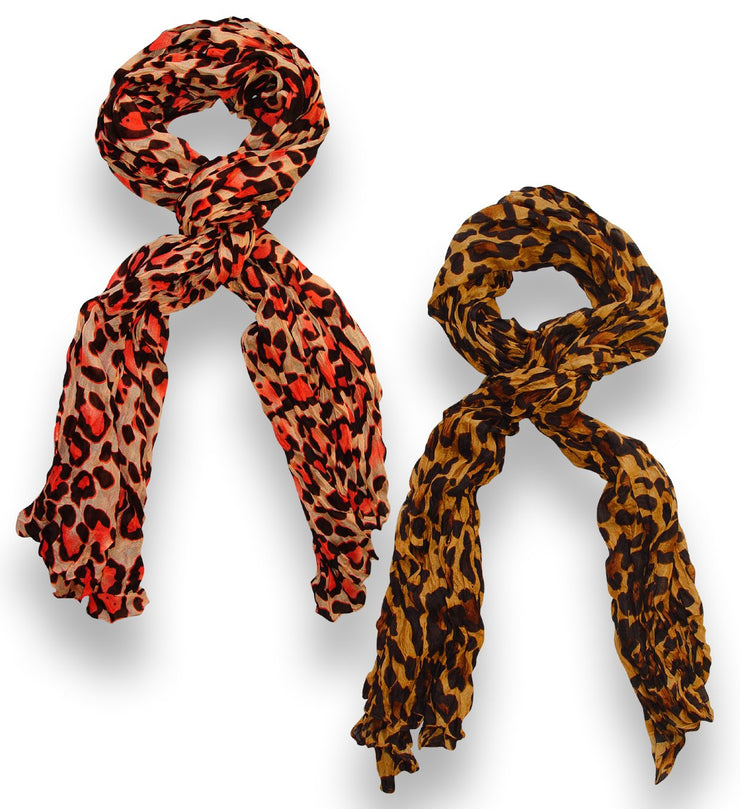 veritasfinancialgrp Trendy Women's Leopard Animal Print Crinkle Scarf wrap
