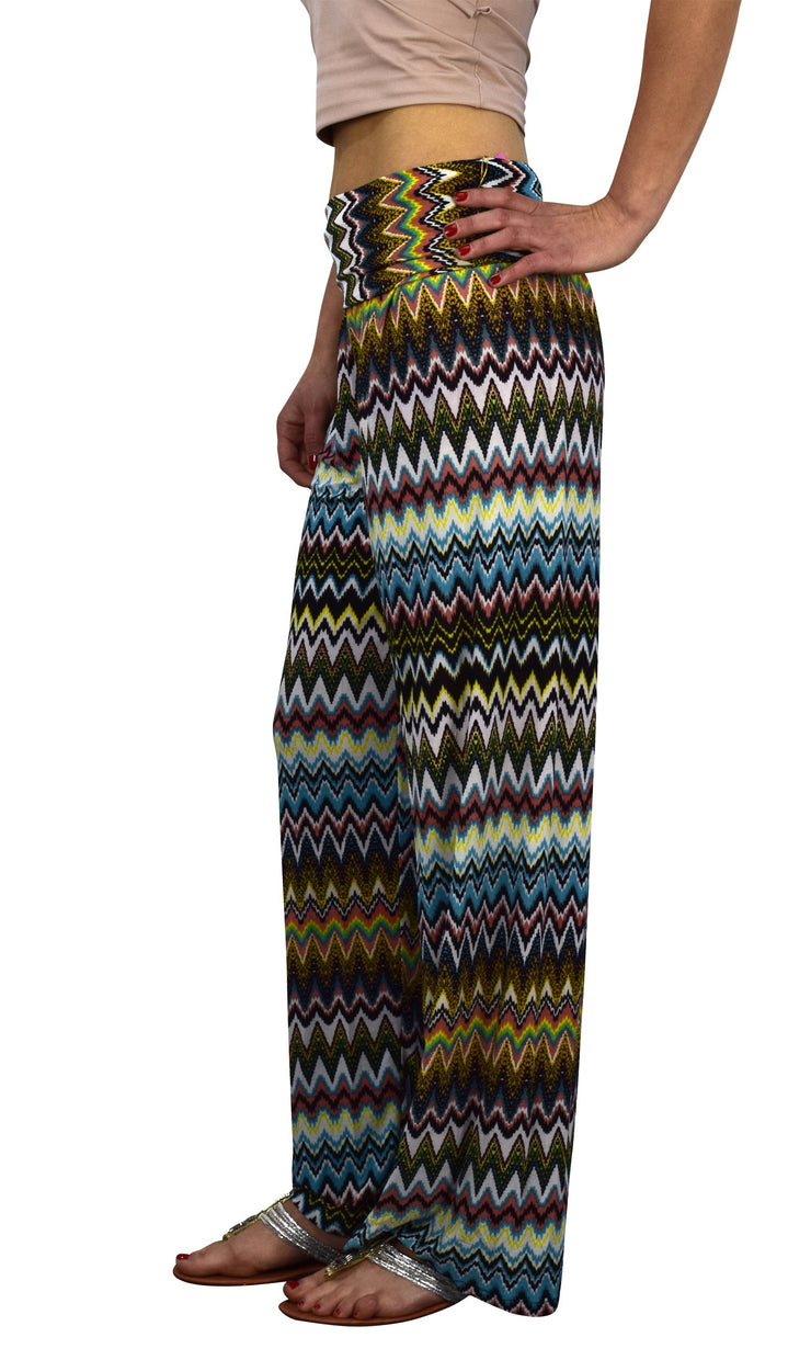 veritasfinancialgrp Womens Colorful Pattern Elastic Waist Printed Palazzo Pants