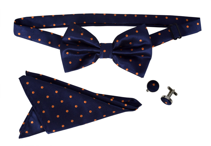 Mens Pre-tied Adjustable Tuxedo Bow Tie Cufflinks Pocket Square Set