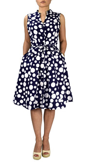 crittendenwayapartments Black Polka Dot Vintage Retro Button Up Party Dress with Belt