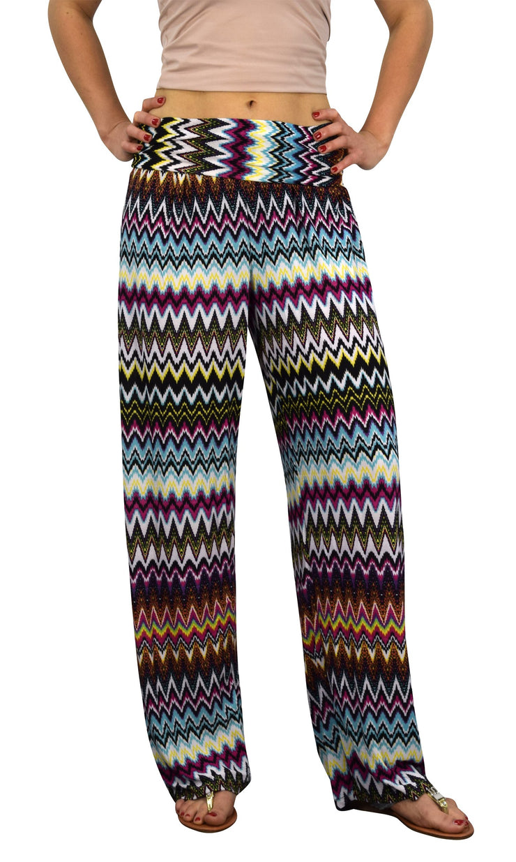 crittendenwayapartments Womens Colorful Pattern Elastic Waist Printed Palazzo Pants