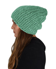 Thick Warm Soft Cable Knit Hat Beanie Slouchy Double Braid Stitch