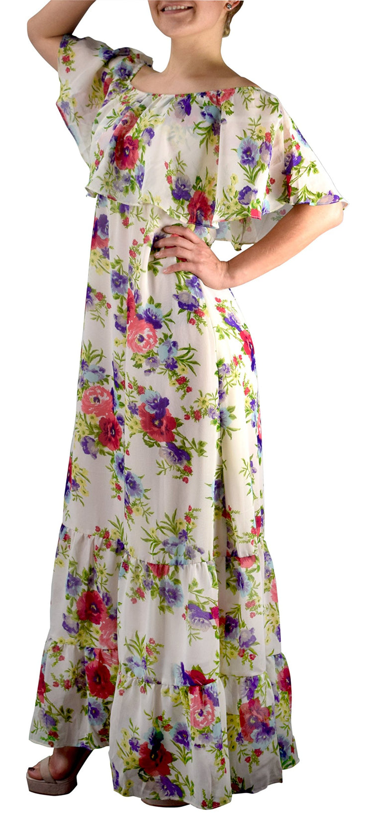 Womens Summer Gypsy Bohemian Vintage Floral Long Maxi Dress