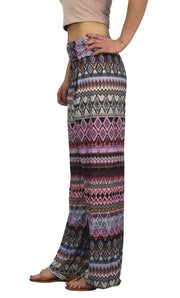 veritasfinancialgrp Womens Colorful Pattern Elastic Waist Printed Palazzo Pants