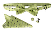 Mens Pre-tied Adjustable Tuxedo Bow Tie Cufflinks Pocket Square Set