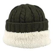 Diamond Knit Sherpa Fleece Lined Unisex Winter Beanie Hat