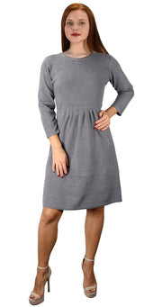 Pleated Empire Waist 3/4 Sleeve Flare Dress