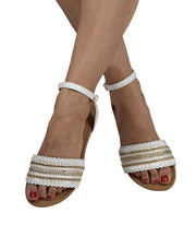 Womens Strappy Ankle Buckle Open Toe Rhinestone Band Sandals