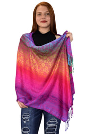 veritasfinancialgrp Rainbow Silky Tropical Colorful Exotic Pashmina Wrap Shawl Scarf