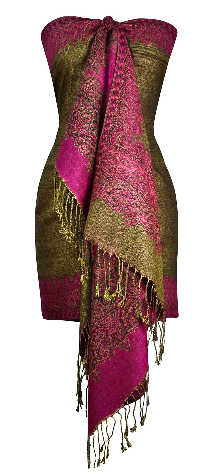 Ravishing Reversible Jacquard Paisley Pashmina Shawl Wrap for Women