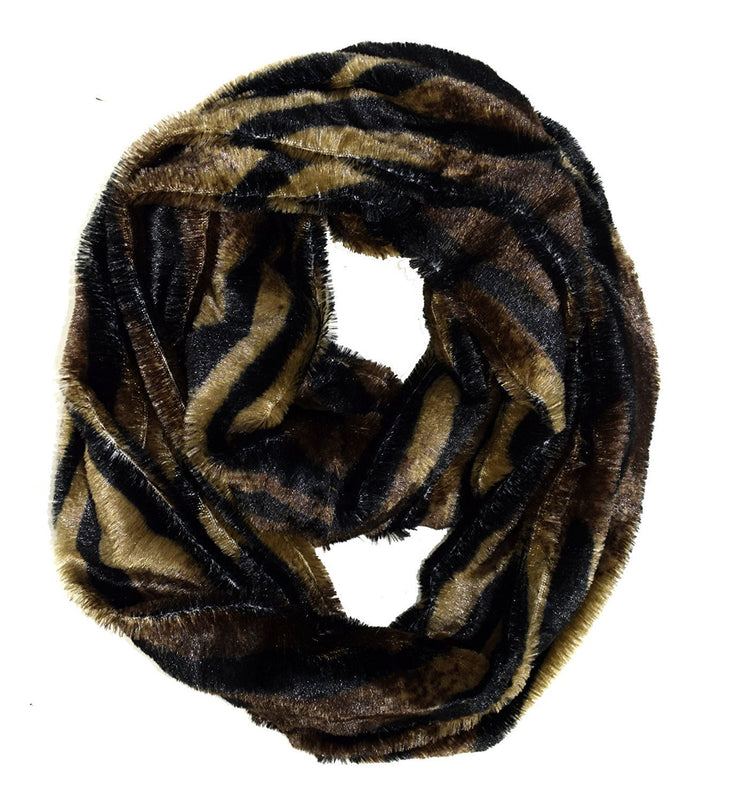 Zebra Brown veritasfinancialgrp Faux fur Leopard Zebra Print Plush Cowl Collar Infinity Loop Scarf