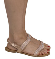 Womens Dainty Pearl Studded Gladiator Sandals