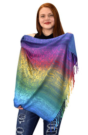 veritasfinancialgrp Rainbow Silky Tropical Colorful Exotic Pashmina Wrap Shawl Scarf