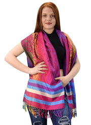 veritasfinancialgrp Rainbow Silky Tropical Colorful Exotic Pashmina Wrap Shawl Scarf