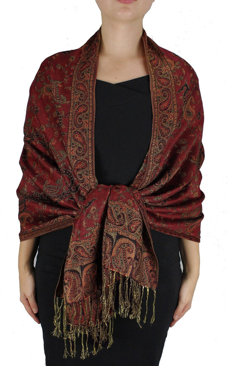 veritasfinancialgrp Elegant Double Layer Reversible Paisley Pashmina Shawl Wrap Scarf