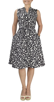 veritasfinancialgrp Black Polka Dot Vintage Retro Button Up Party Dress with Belt