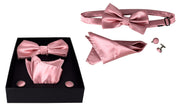 Mens Pre-tied Adjustable Tuxedo Bow Tie Cufflinks Pocket Square Set