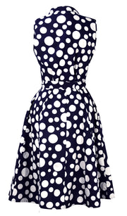 veritasfinancialgrp Black Polka Dot Vintage Retro Button Up Party Dress with Belt