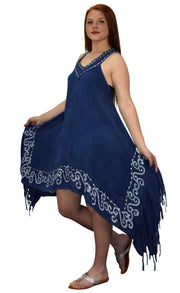 Womens Denim Asymmetric Hem Caftan Tank Dress Tunic Cover Up