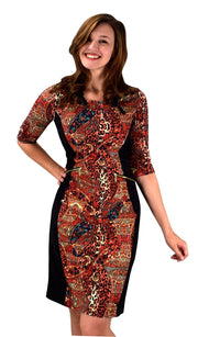 veritasfinancialgrp 3/4 Sleeves Chic Printed Work Business Party Sheath Slimming Dress