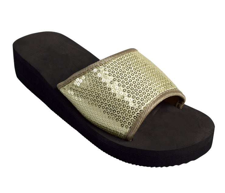 Plaform Sandals Slipper Sequin Slip On Slides Foam Wedge Flip Flop