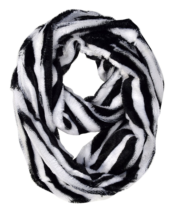 Zebra White veritasfinancialgrp Faux fur Leopard Zebra Print Plush Cowl Collar Infinity Loop Scarf