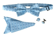 Mens Pre-tied Adjustable Tuxedo Bow Tie Cufflinks Pocket Square Set