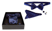 Mens Pre-tied Adjustable Tuxedo Bow Tie Cufflinks Pocket Square Set