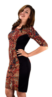 veritasfinancialgrp 3/4 Sleeves Chic Printed Work Business Party Sheath Slimming Dress