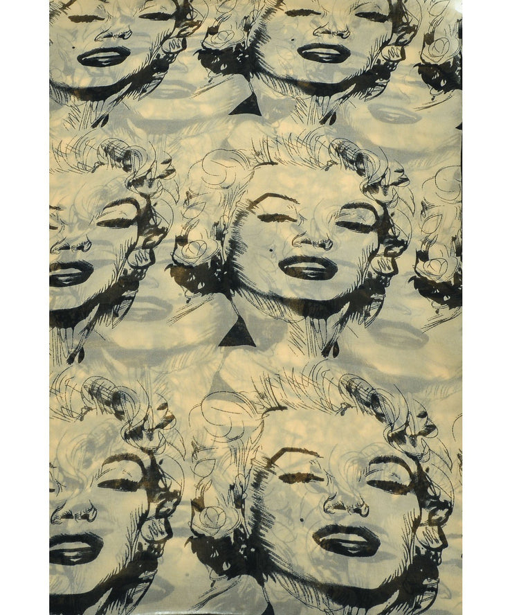 Vintage Chiffon Feel Marilyn Monroe Design Scarf/wrap w/Silk Black Border