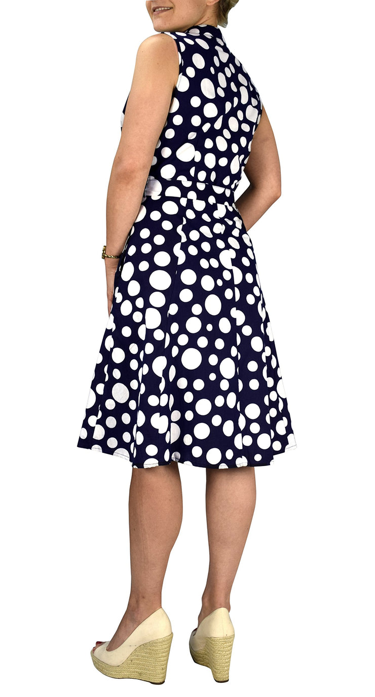 crittendenwayapartments Black Polka Dot Vintage Retro Button Up Party Dress with Belt