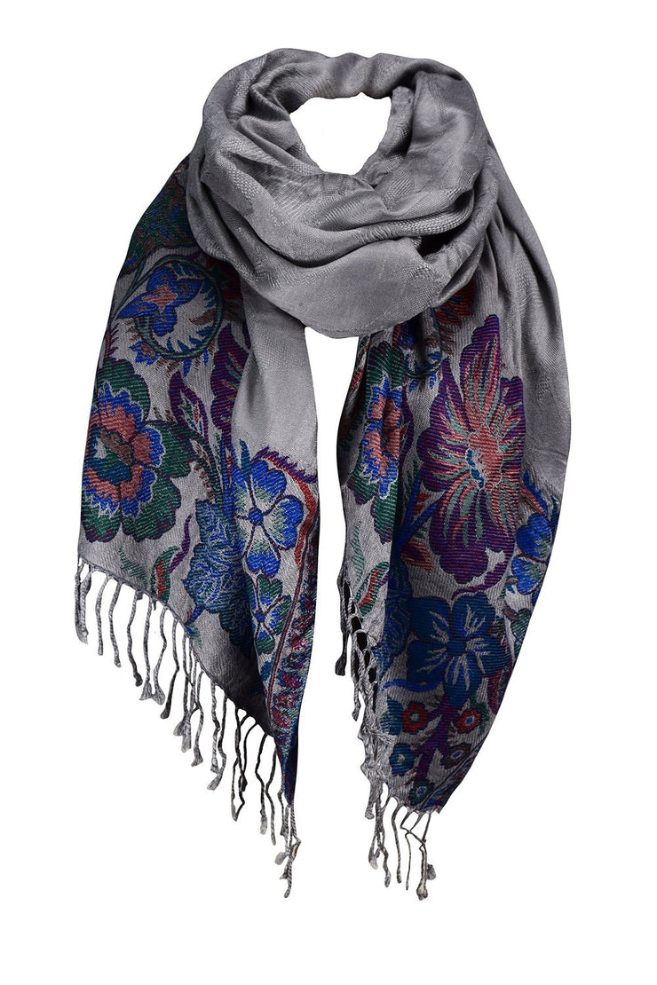 veritasfinancialgrp Exclusive Paisley Floral Border Reversible Pashmina Wrap Shawl