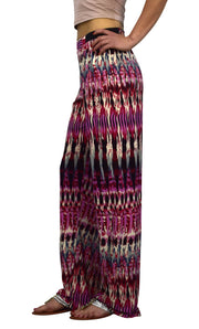 veritasfinancialgrp Womens Colorful Pattern Elastic Waist Printed Palazzo Pants