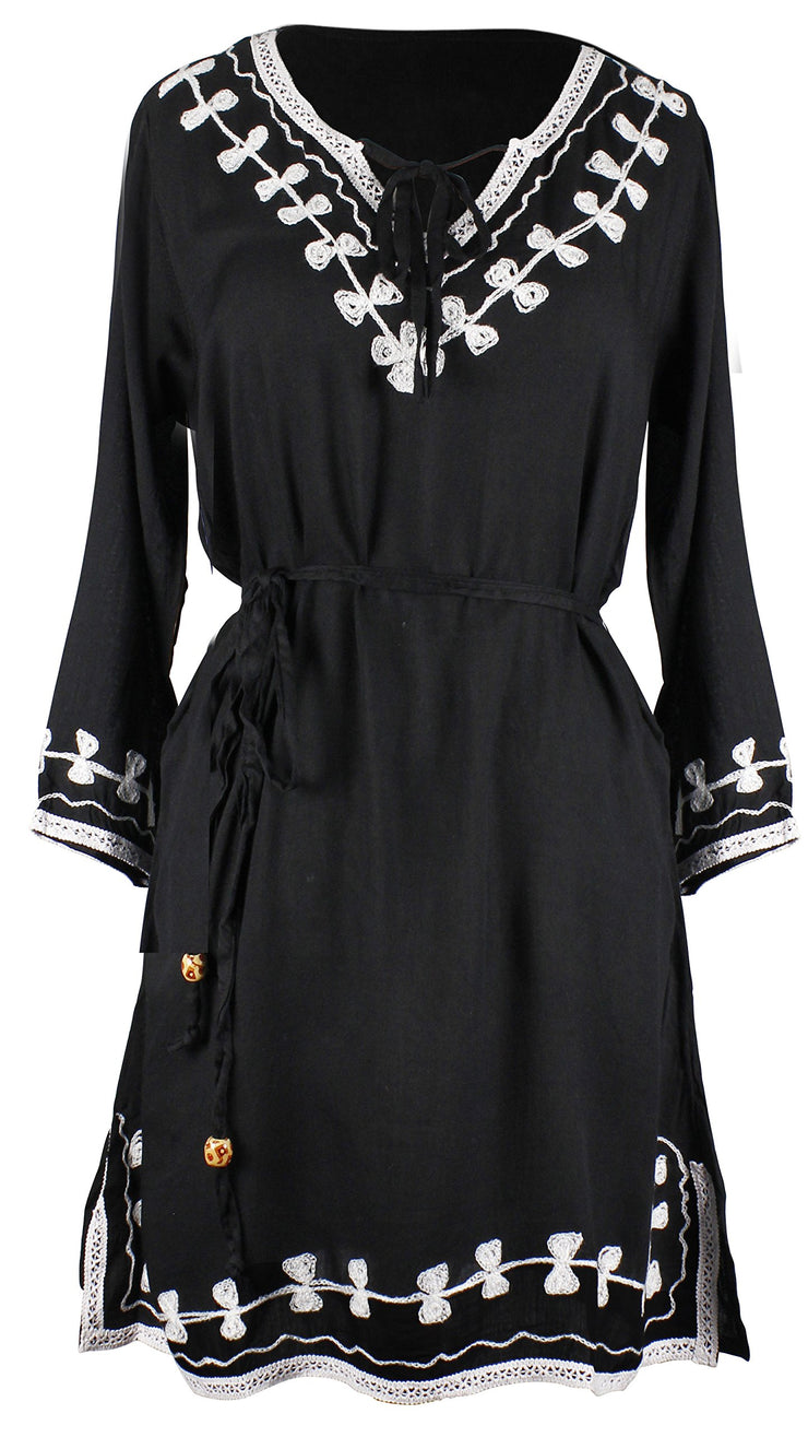 A9613-Bow-Embroidered-Tunic-Black-M-AJ