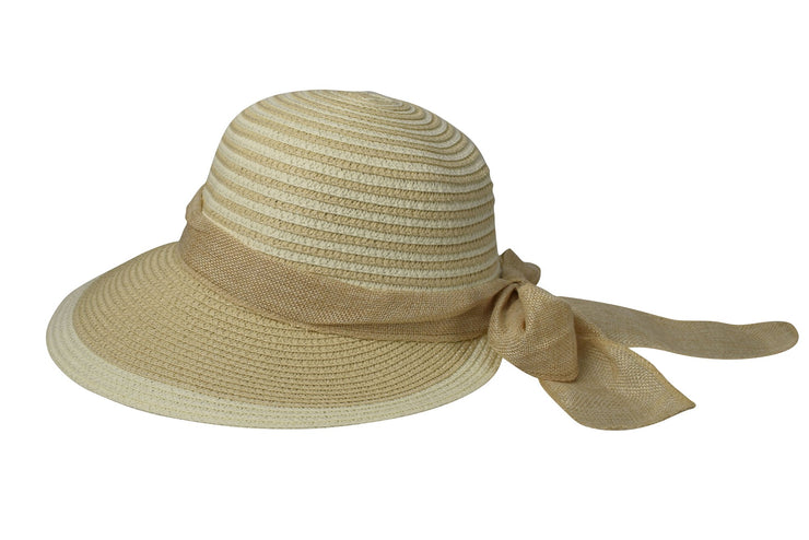 Womens Floppy Bow Knot Asymmetric Wide Brim Panama Sun Hat