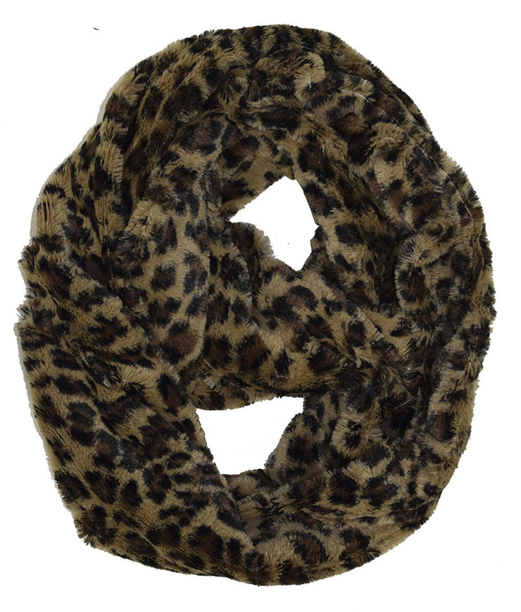 Taupe veritasfinancialgrp Faux fur Leopard Zebra Print Plush Cowl Collar Infinity Loop Scarf