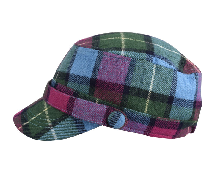 Plaid Cashmere Feel Insulated Cadet Hat and Scarf Set