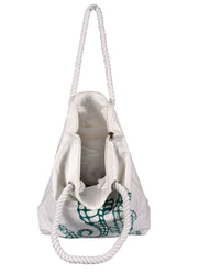 Premium Cotton Canvas Beach Handbags Nautical Seahorse Design Bag