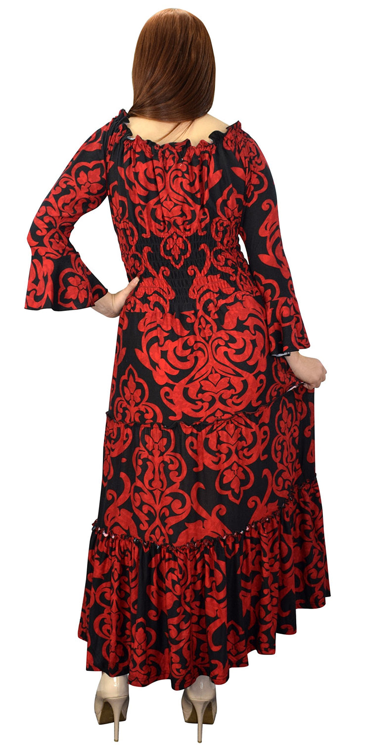 crittendenwayapartments Gypsy Boho 3/4 Sleeves Smocked Waist Tiered Renaissance Maxi Dress
