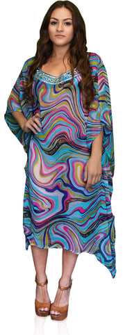 crittendenwayapartments Bohemian Summer Tunic Beach Cover Up Dress with Embellished Neckline