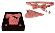 Mens Pre-tied Adjustable Tuxedo Bow Tie Cufflinks Pocket Square Set